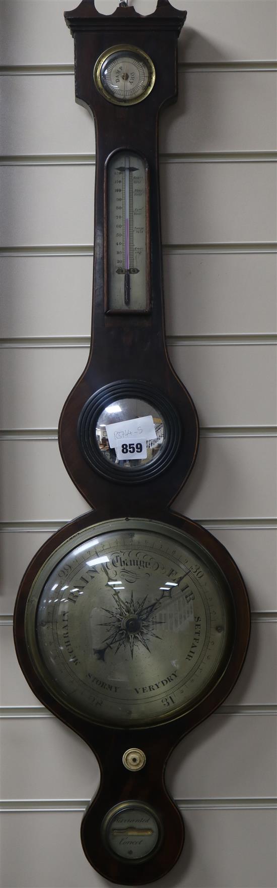 A Regency mahogany wheel barometer